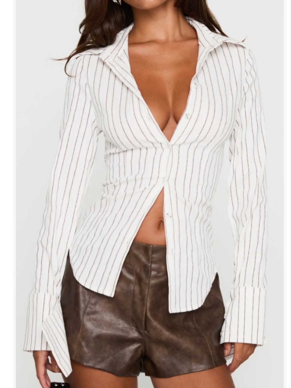 Princess Polly Madlin Stripe Long Sleeve Button-Up Shirt